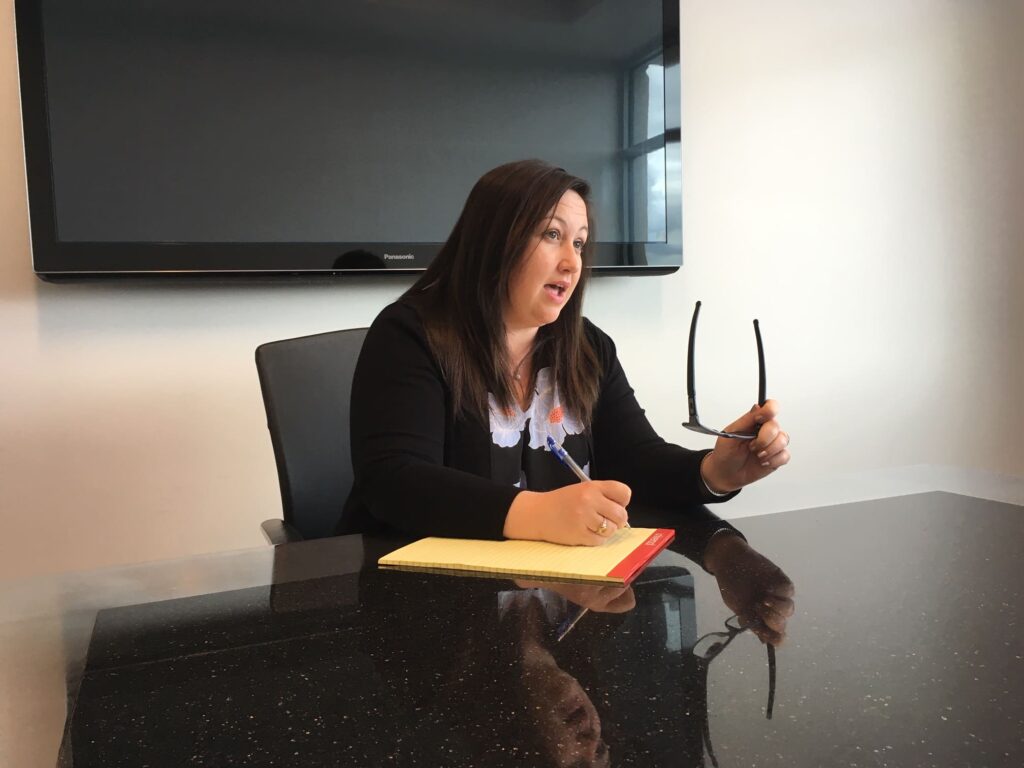 Attorney Lacey Sanchez conducts a divorce consultation